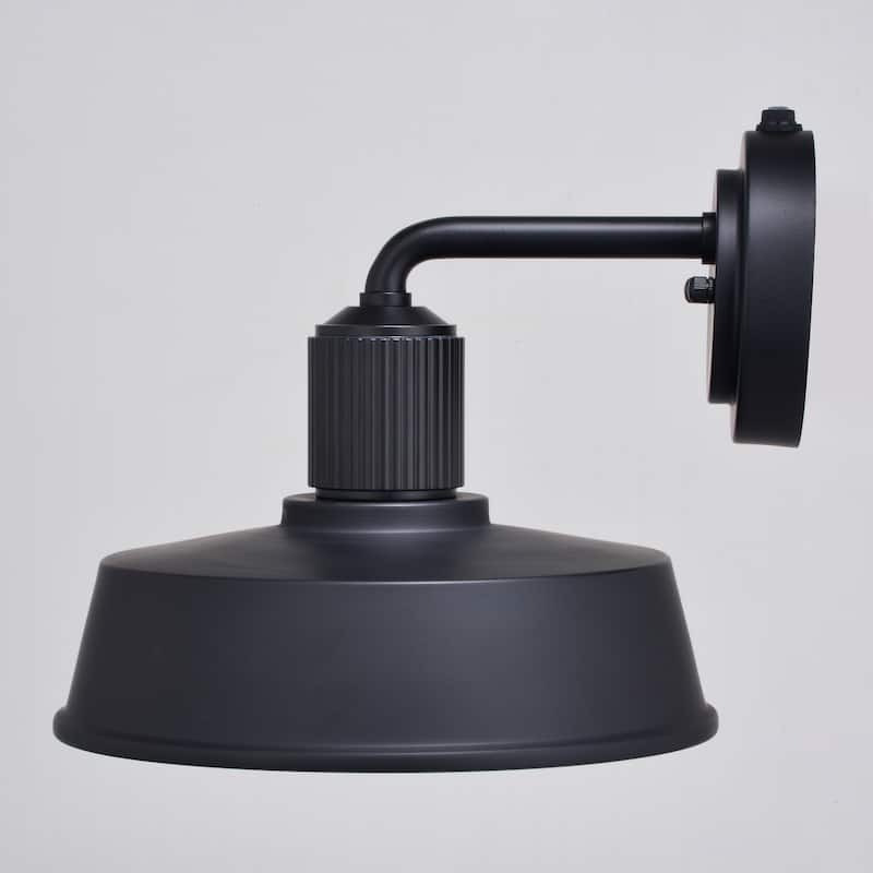 Hammond Steel 1 Light LED Compatible Dusk to Dawn Matte Black and White Industrial Outdoor Wall Lantern