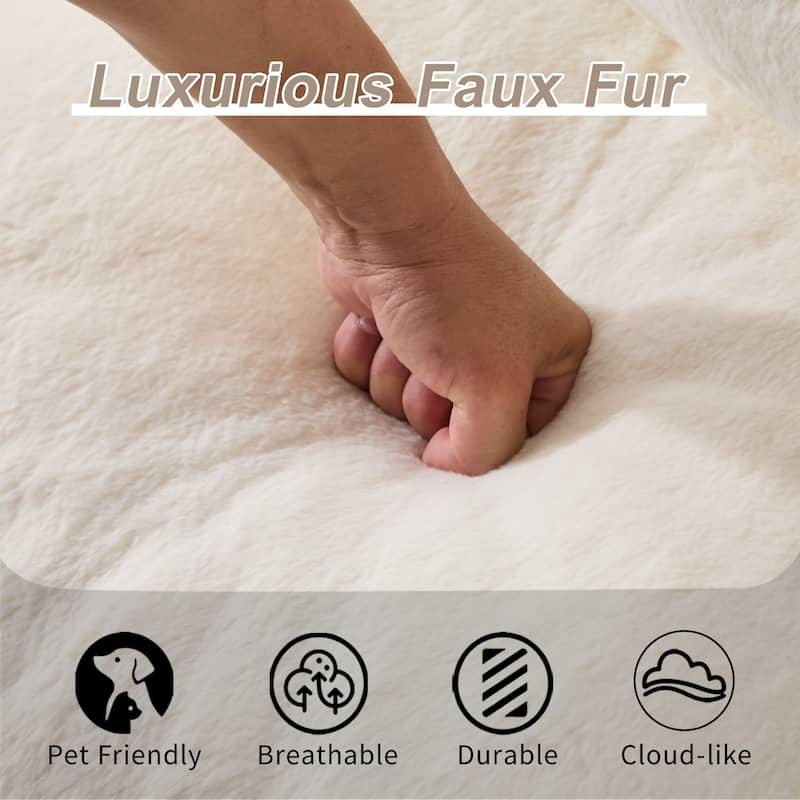 Giant Lazy Bean Bag Couch Chair Ultra Soft Fluffy Loveseat Sofa Chaise Lounge Indoor Cozy Faux Fur Reading Chair with Pillows