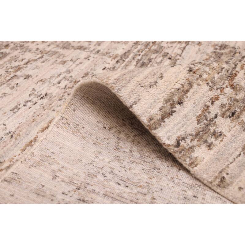 ECARPETGALLERY Hand Loomed Elysian Taupe Wool Rug - 8'1 x 9'10