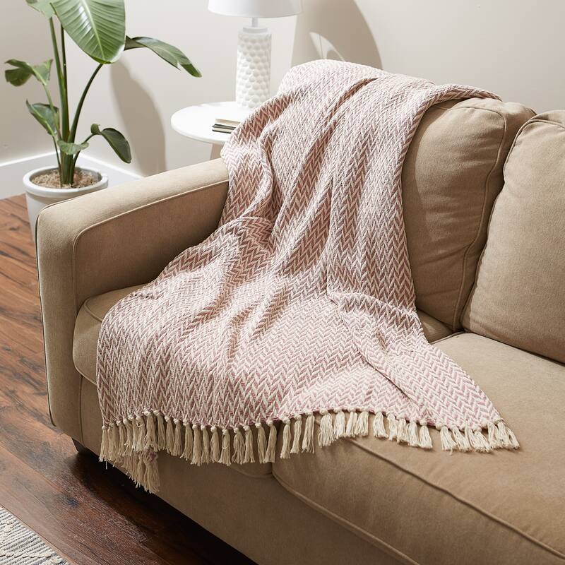 Stone Handloom Chevron Throw
