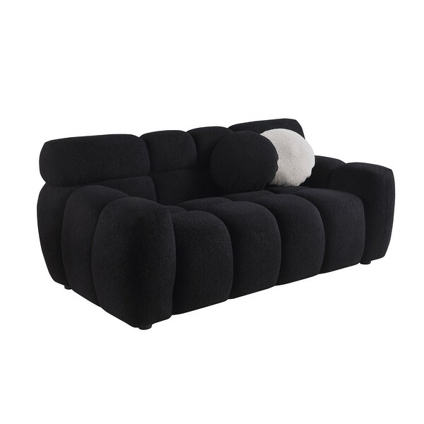 Wayna Modern Square Sofa, Sherpa Thick Cushion Double Sofa - Bed