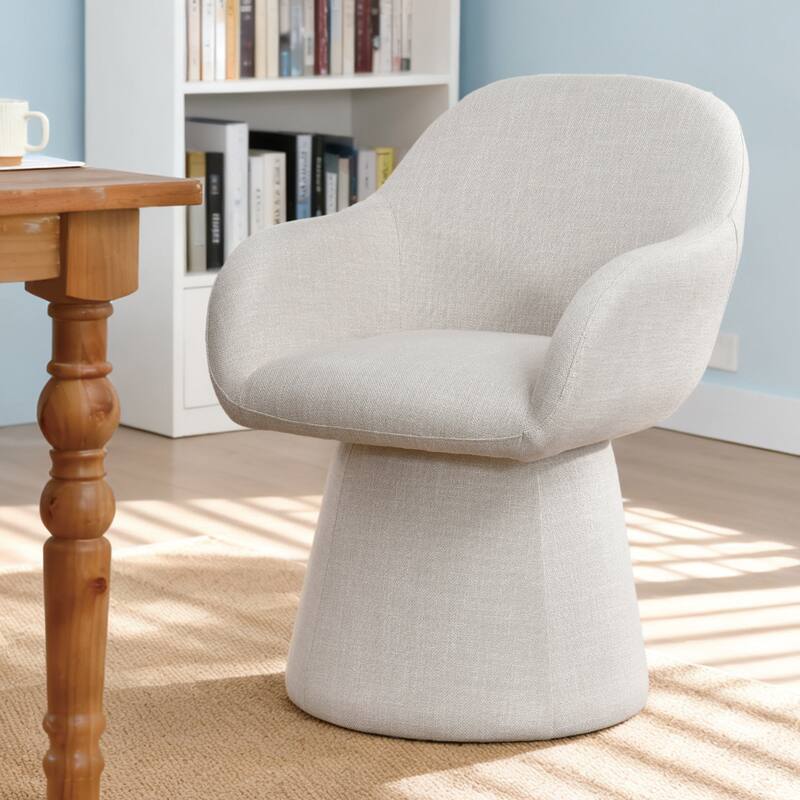 Modern 22.5" W Upholstered Swivel Barrel Back Dining Chair - Single - Cream