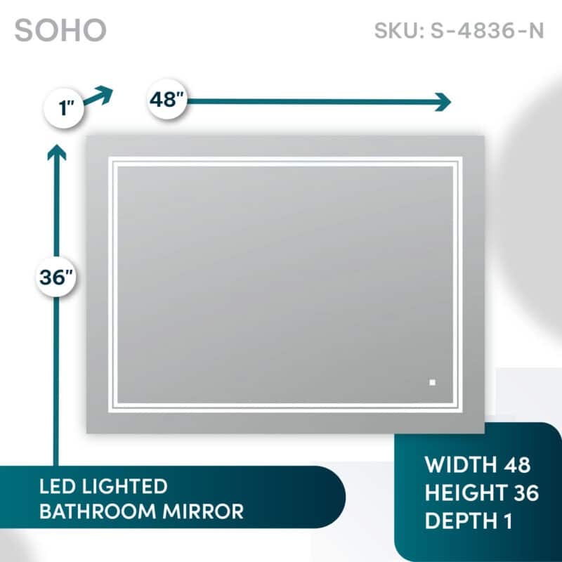 AQUADOM Soho Led Lighted Mirror for Bathroom Defogger, Backlit and Front-Lit