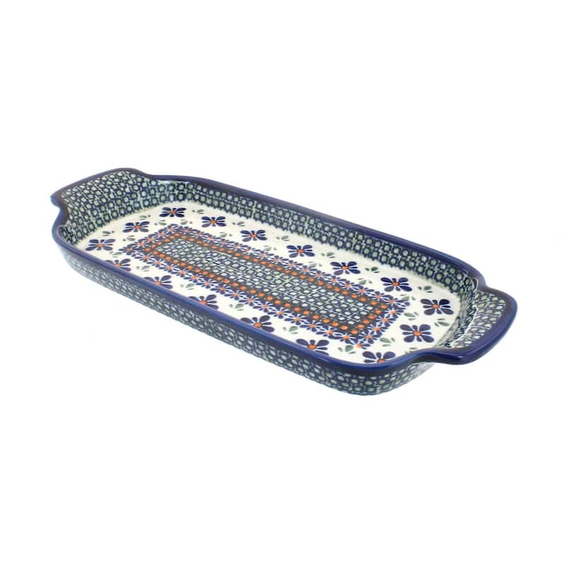 Blue Rose Polish Pottery 1282 Zaklady Bread Tray - Mosaic Flower