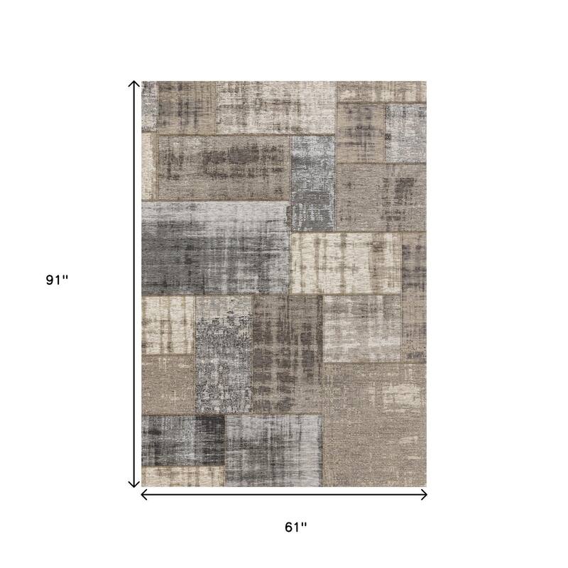 HomeRoots Abstract Modern Rectangle Area Rug - 5' X 8'