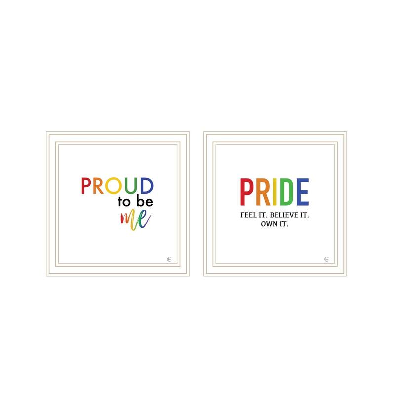 Trendy Decor 4U "Pride & Proud of Yourself and Others!" Printed Framed Wall Art by Fearfully Made Creations - White - 14 x 14