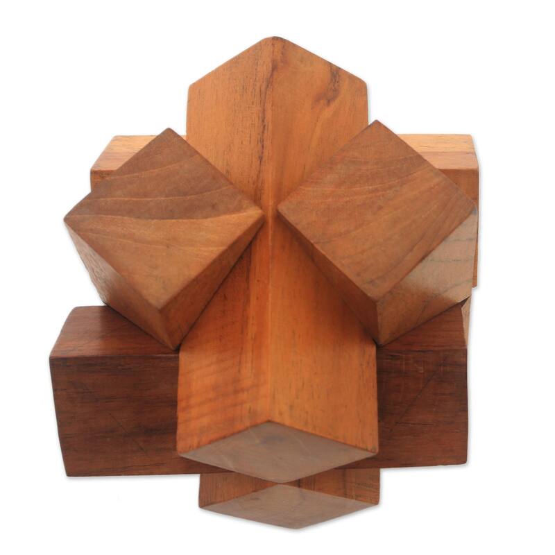 Novica Handmade Magical Blocks Teak Wood Puzzle