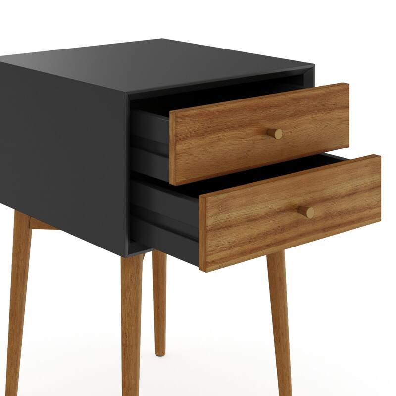 Nathan James Harper 2-Drawer Mid-Century Side Table