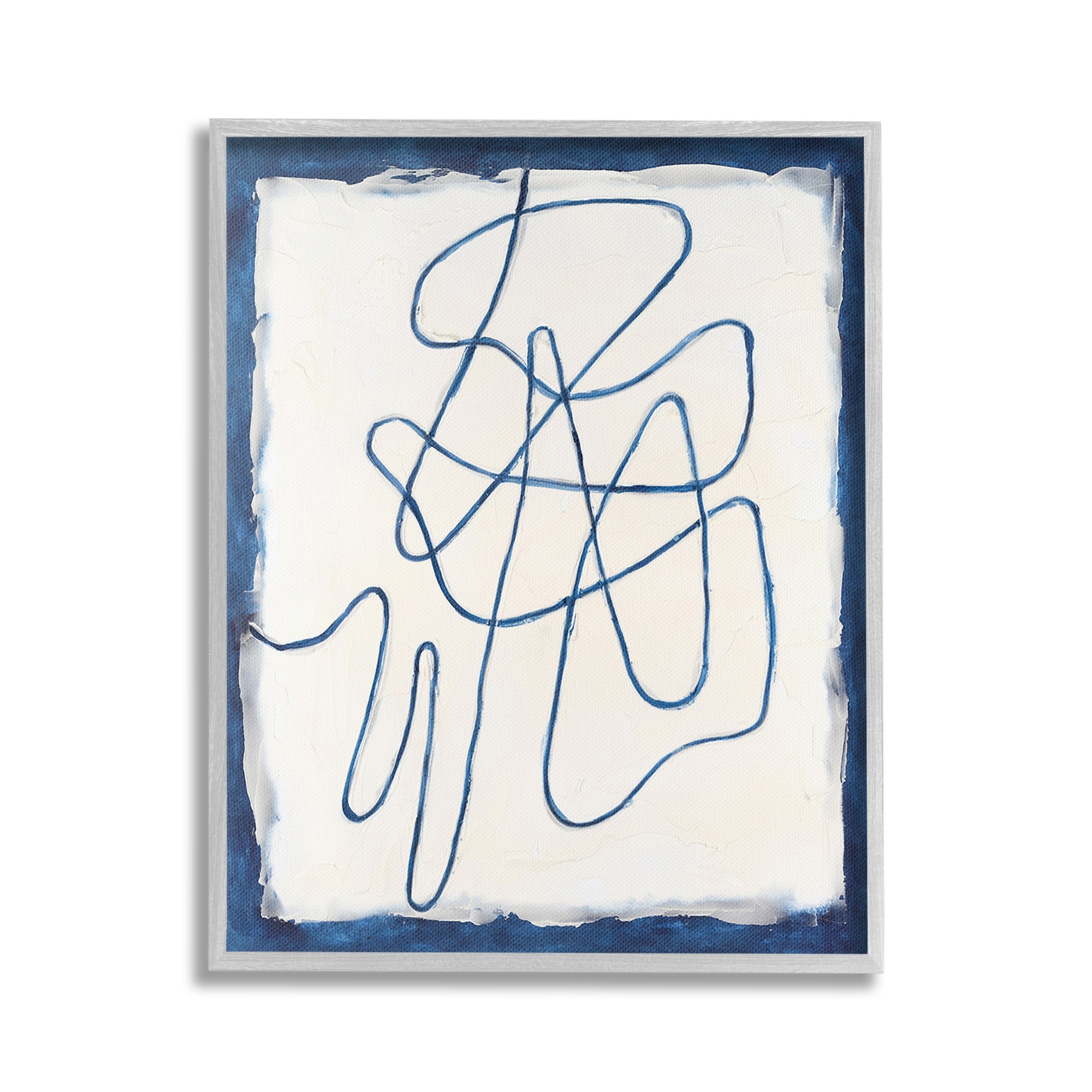 Stupell Blue Line Abstraction Framed Giclee Art Design By Michael Willett