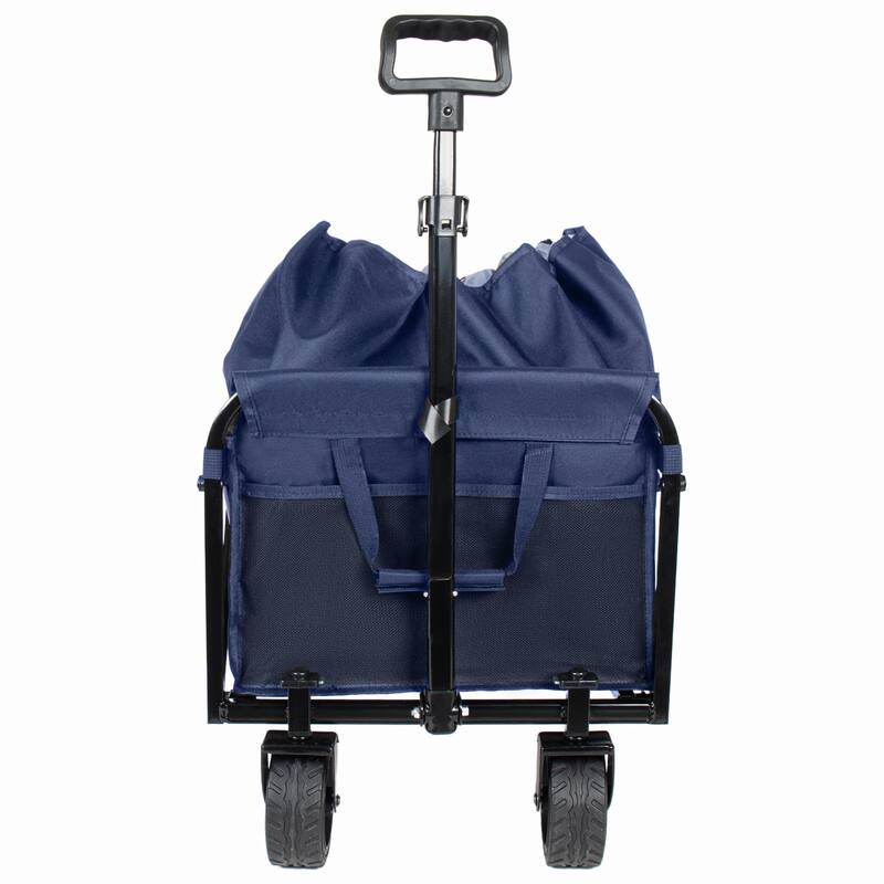 Upgraded 5*2"Wide Wheels-Expandable Dual-Layer Utility Wagon with 100% Extra Space, 220lbs Capacity Grocery Cart for Camping