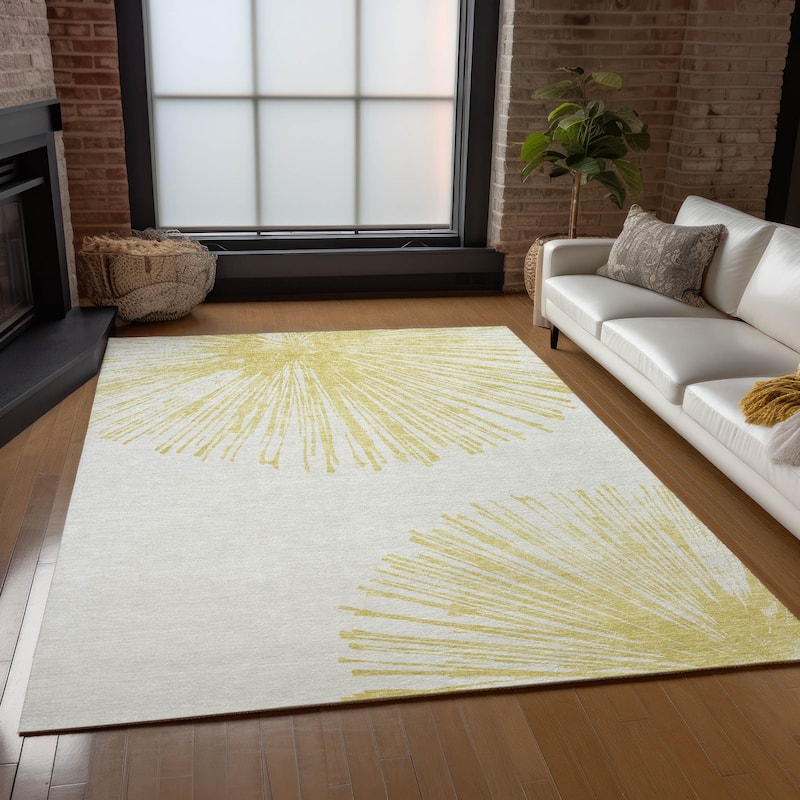 Machine Washable Indoor/ Outdoor Chantille Contemporary Burst Rug