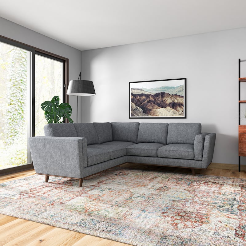 Elisa Mid Century Pillow Back Symmetrical Corner Sofa