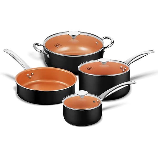 Copper Nonstick Cookware Set Pans and Pots, All Stove Tops Compatible Bed Bath & Beyond