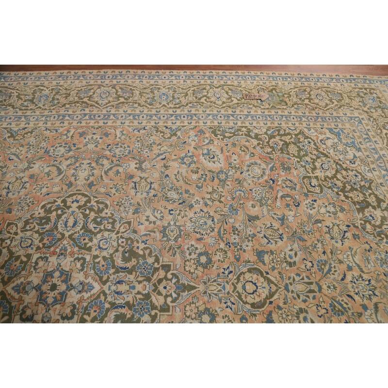 Hand Knotted Oriental 100% Wool Carpet Traditional Floral Oranges & Rust Mashad Area Rug - 13' 2'' X 9' 6''