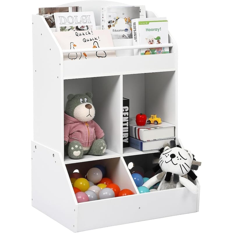 Kids Toy Storage Organizer - Wood Book Shelf Organizer for Toddler
