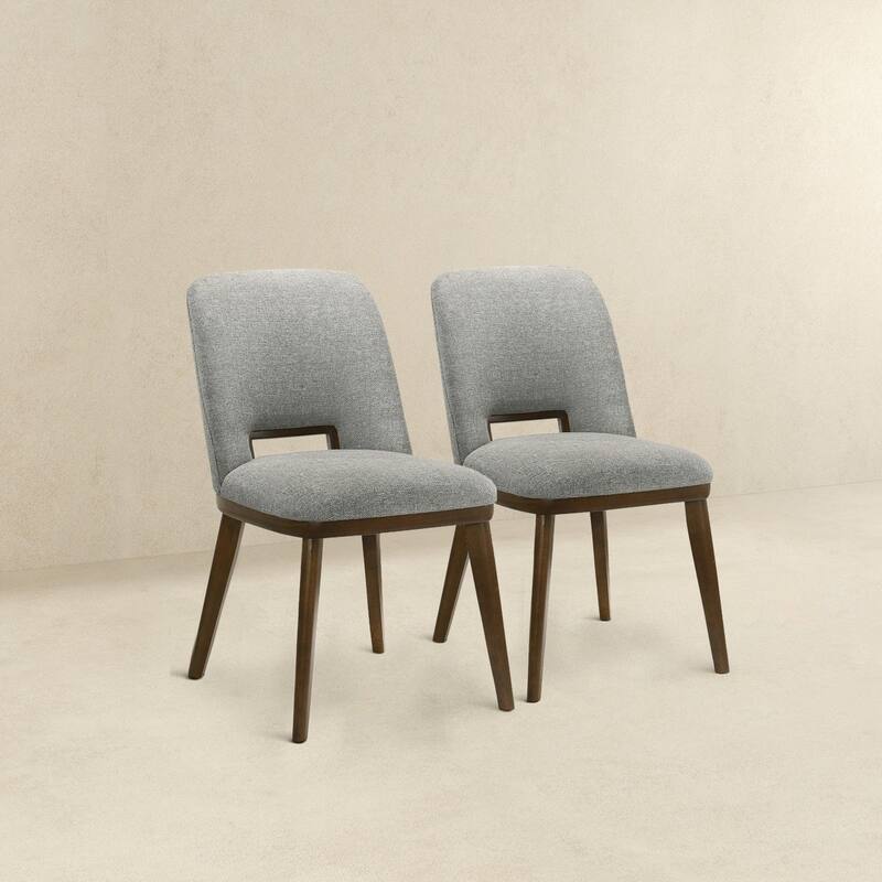 GDFStudio - Blake Modern Mid-Century Dining Chair with Fabric Upholstery & Solid Wood Base, Set of 2 - 24.8"W
