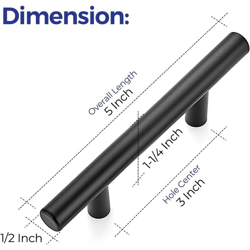 30-Pack Cabinet Pulls - 5" Handles, 3" Hole Center for Kitchen Drawers