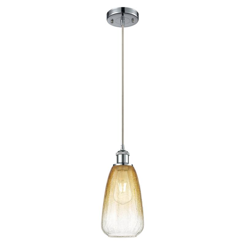 Innovations Lighting Endless Possibilities Ballston - Brookhaven Almond - 1 Light 6" Cord Hung Mini Pendant - Polished Chrome/Amber