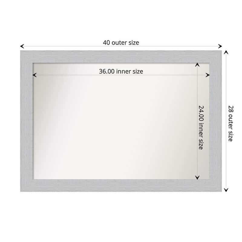Non-Beveled Wood Bathroom Wall Mirror - Shiplap White Frame - 40 x 28 in - Shiplap White
