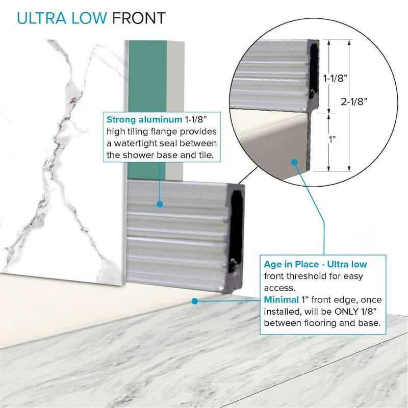 Transolid FZS6340C 63" x 39-3/8" Rectangular Shower Base with Center