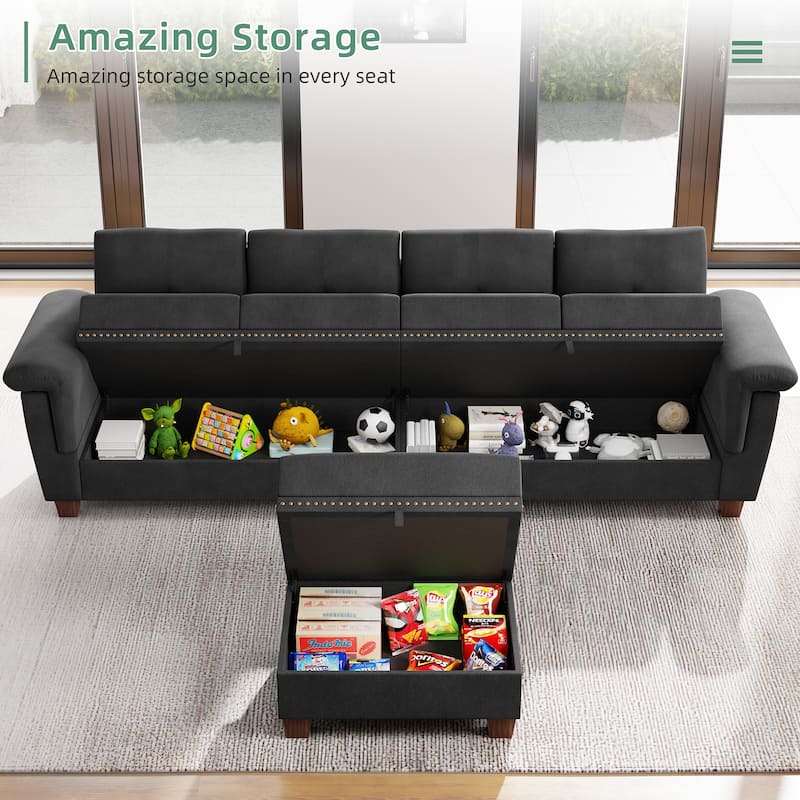 108'' Convertible Sectional Sofa with Seat Storage