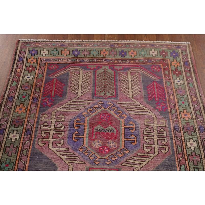 Over-Dyed Ardebil Persian Vintage Runner Rug Handmade Wool Carpet - 3'7"x 10'0"