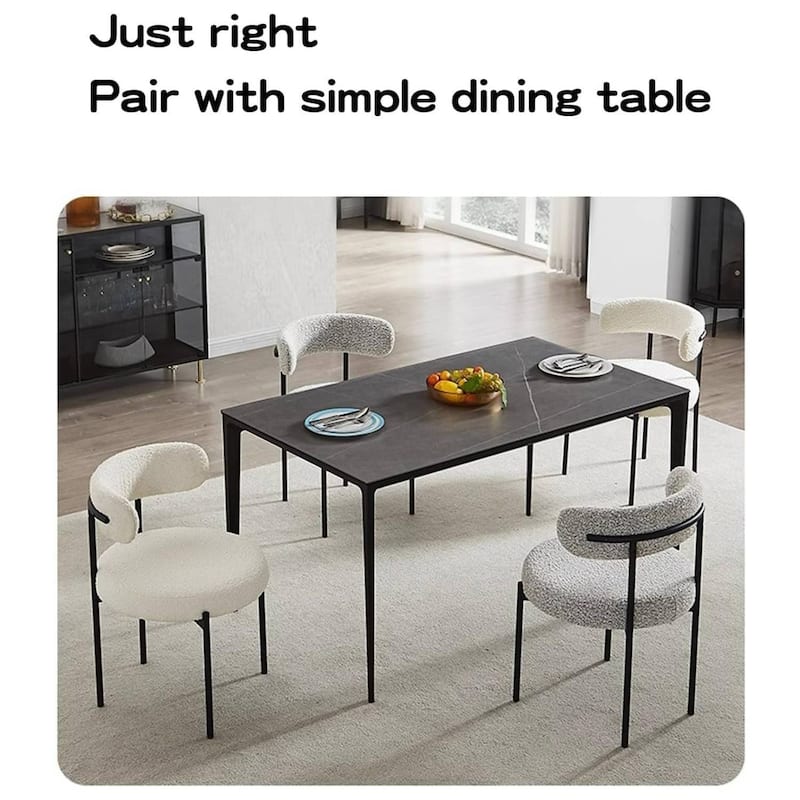 2PCs Upholstered Sherpa Modern Dining Chairs for Kitchen, Dining Room