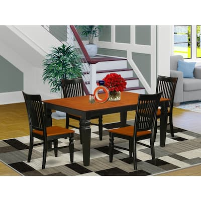 Kitchen Table Set 5 Piece Dining Room Set Wood Chairs Black Cherry Finish