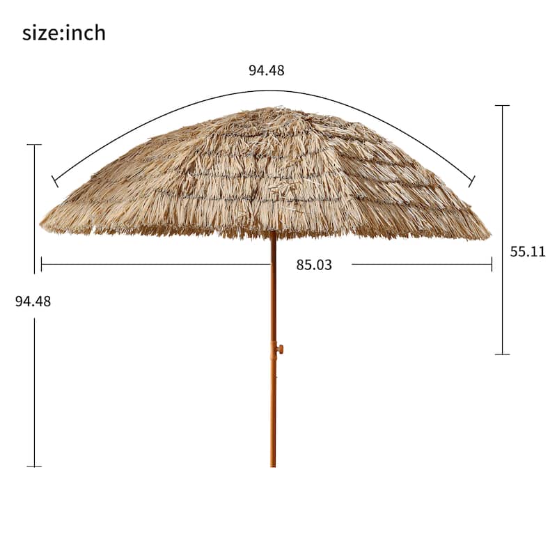 8ft Tiltable Tropical Thatched Patio Umbrella with Rustproof Frame