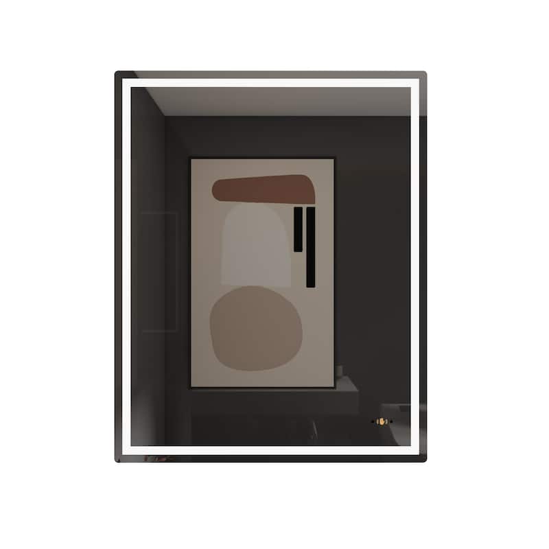 CB HOME Gesture Control Smart LED Mirror Bathroom, Lighted Wall Mounted Mirror, Dimmable, Frameless,Three Color,Front&BackLit