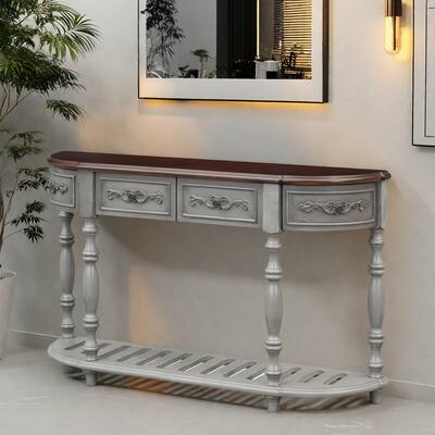 52" Classic MDF Console Table With 4 Drawers And Open Shelf for Living Room