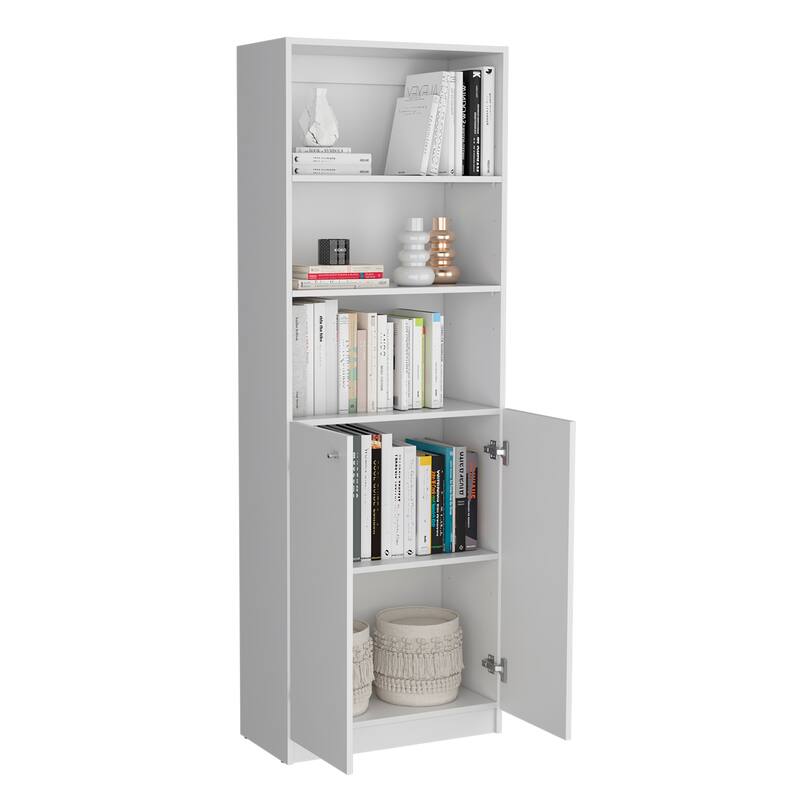 2 Piece 2 Piece Home Bookcase Set, 42" Wide with 8 Shelves and Double Door Cabinet, Living Room Set