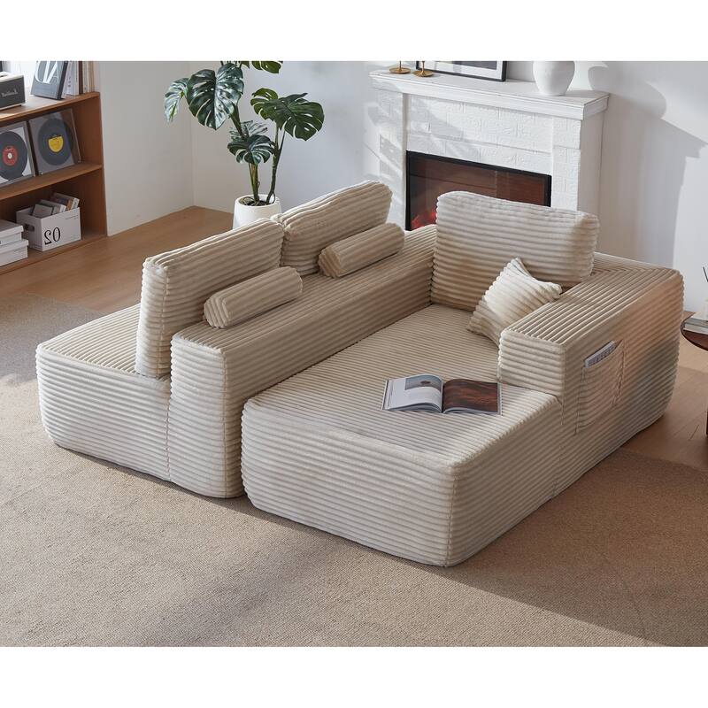 104" Cloud Sectional Sofa with L-Shape Chaise and Side Pockets, Modern Modular Design, Deep Seating, Upholstered Couch