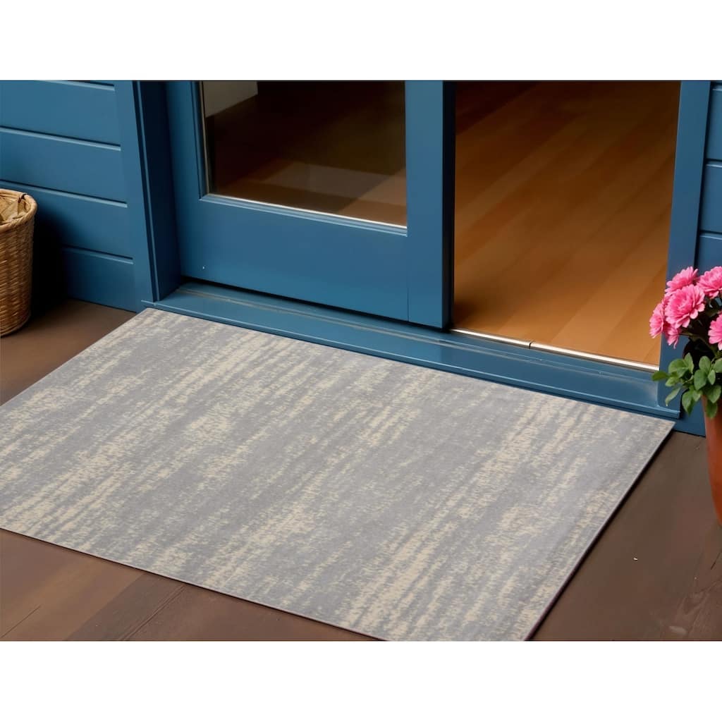 HomeRoots Abstract Contemporary Rectangle Outdoor Rug - 2' x 4'