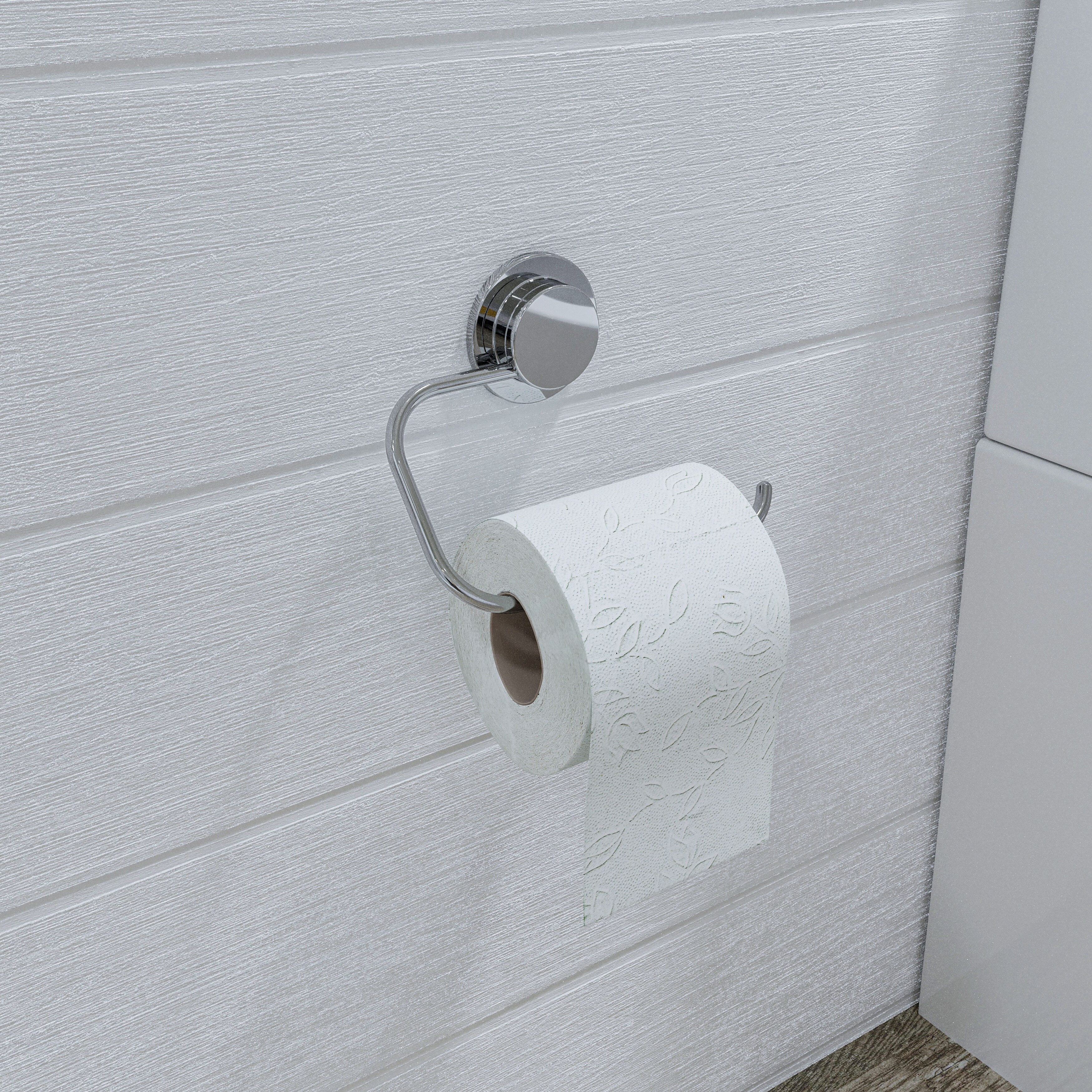 Croydex Stick n Lock Adhesive Chrome Toilet Paper Holder