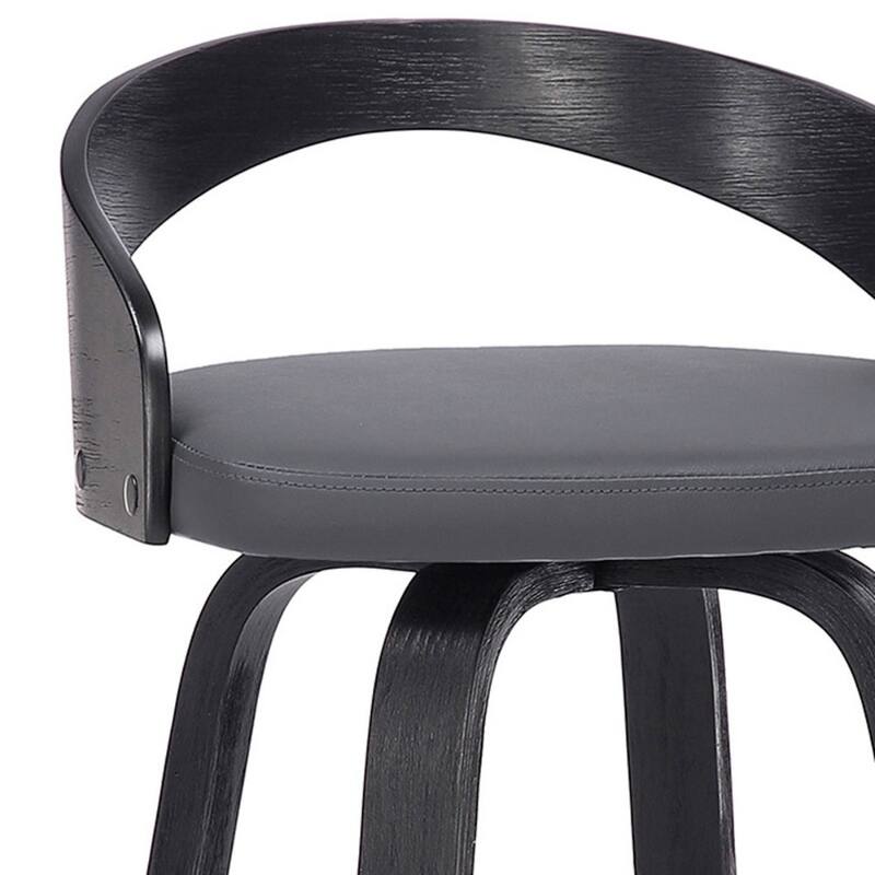 Faux Leather Swivel Counter Height Bar Chair with Wood Frame and Footrest
