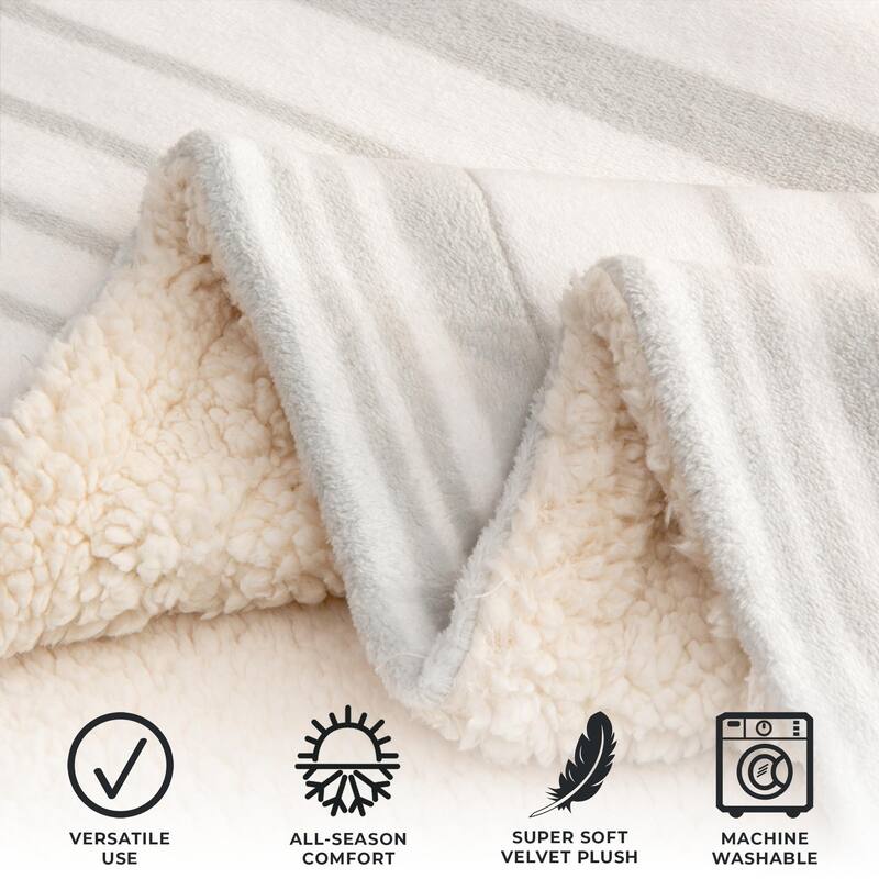 Linery & Co. Velvet Plush Reversible Sherpa Throw Blanket