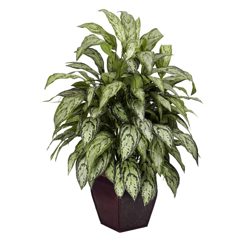 Silk Plant with Planter - Decorative Indoor Faux Plant for Home Office Decor - 3.17ft.