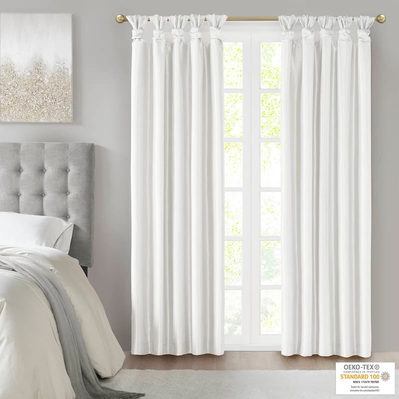 Madison Park Natalie Twist Tab Total Blackout Window Curtain Panel - 50x95" - White