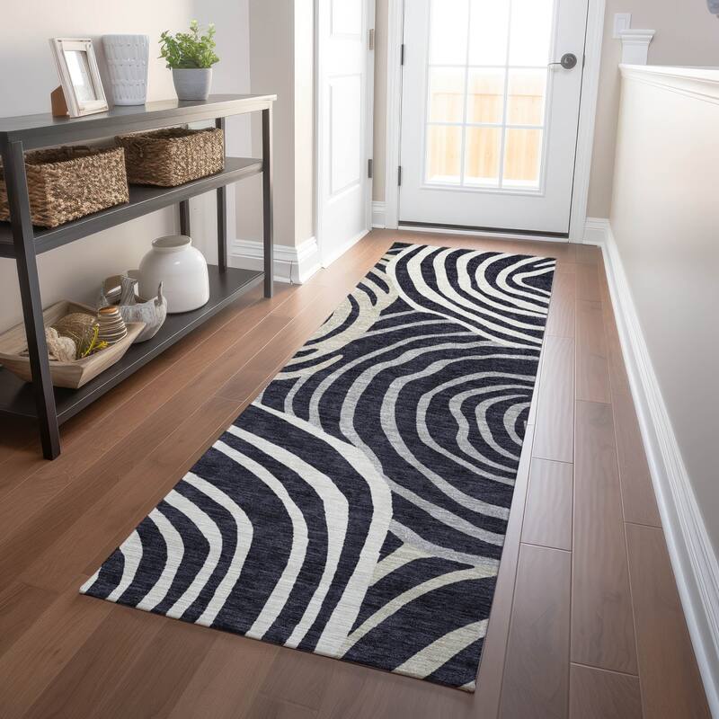 Premium Washable Super Soft Modern Mesmerize Mayfield Rug - Black - 2' 3" x 7' 6" - Runner