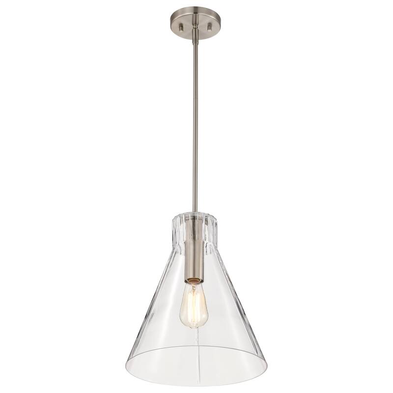 Gianna 1 Light Medium Pendant Brushed Nickel Finish Clear Glass - Brushed Nickel