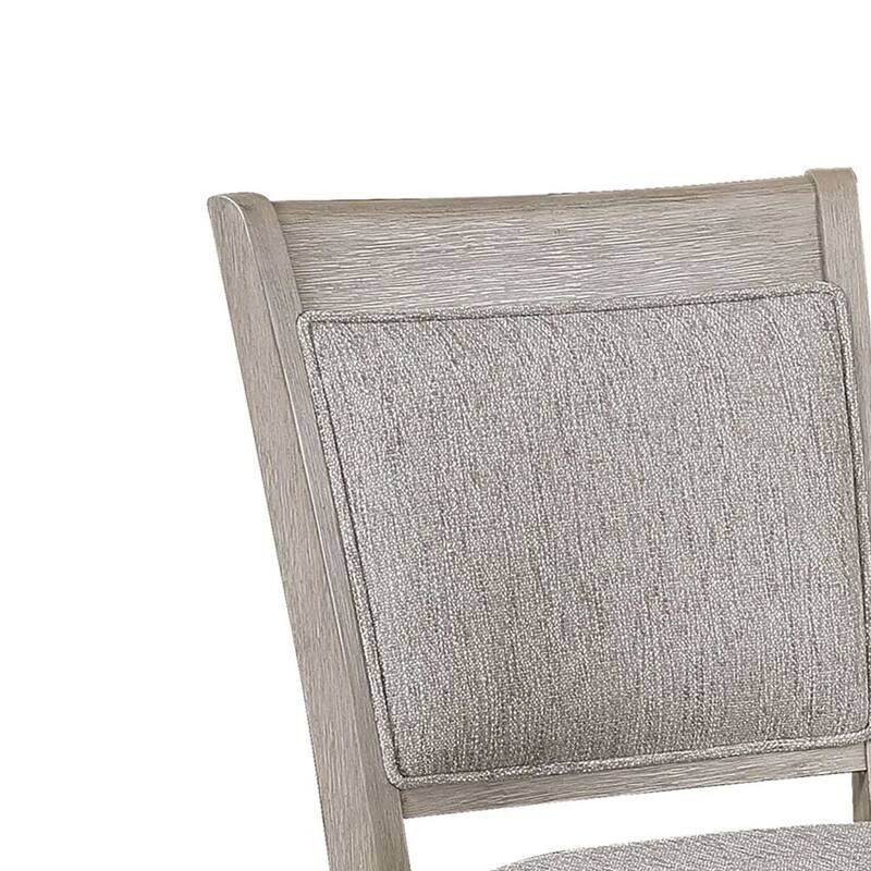 Filu Counter Height Chair Set of 2, White Oak Wood, Light Gray Fabric