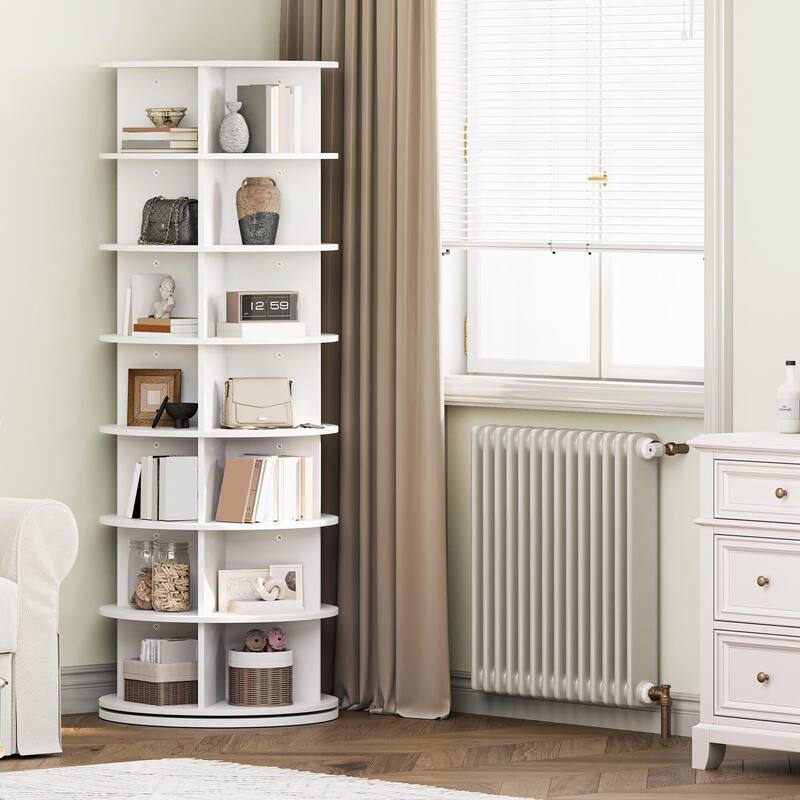 7 Tier Rotating Shoe Rack Tower for24-28/28-32 Pairs, 360° Free Standing