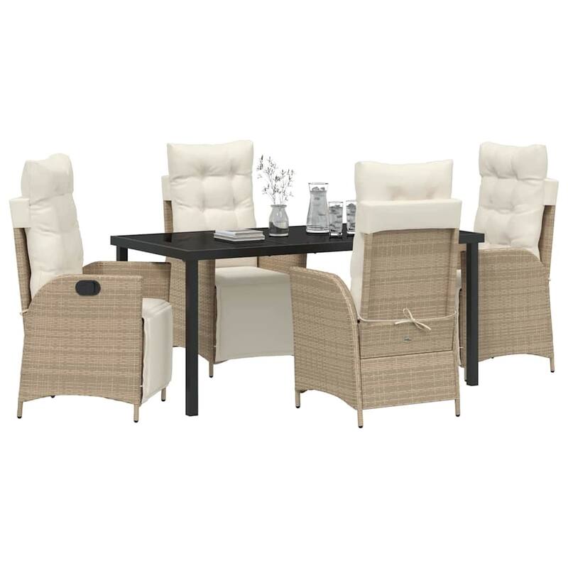 vidaXL Garden Dining Set with Cushion Poly Rattan