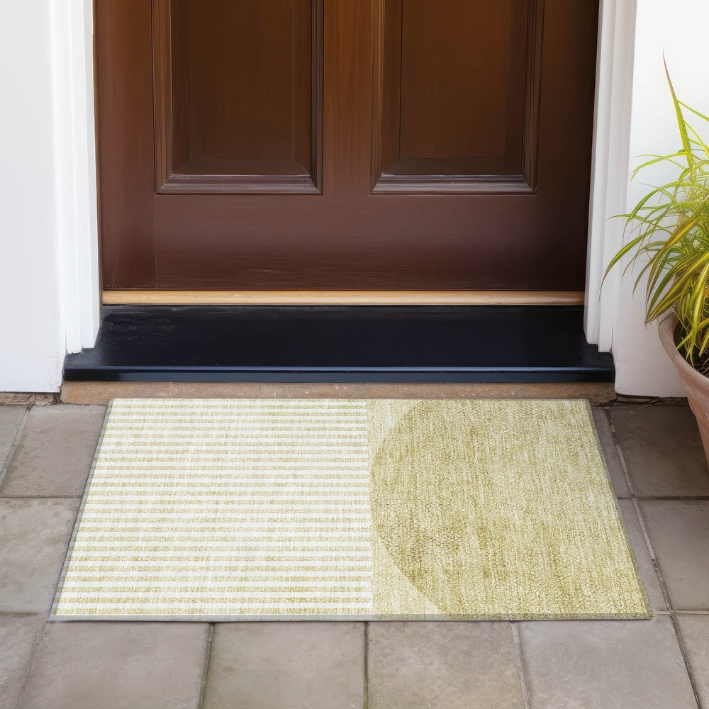 Machine Washable Indoor/Outdoor Contemporary Mod Chantille Rug