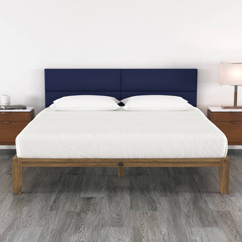 Jaxx Panelist Modern Padded Headboard in Premium Vegan Leather - Set of 4 Panels - Vegan Leather Deep Blue - King