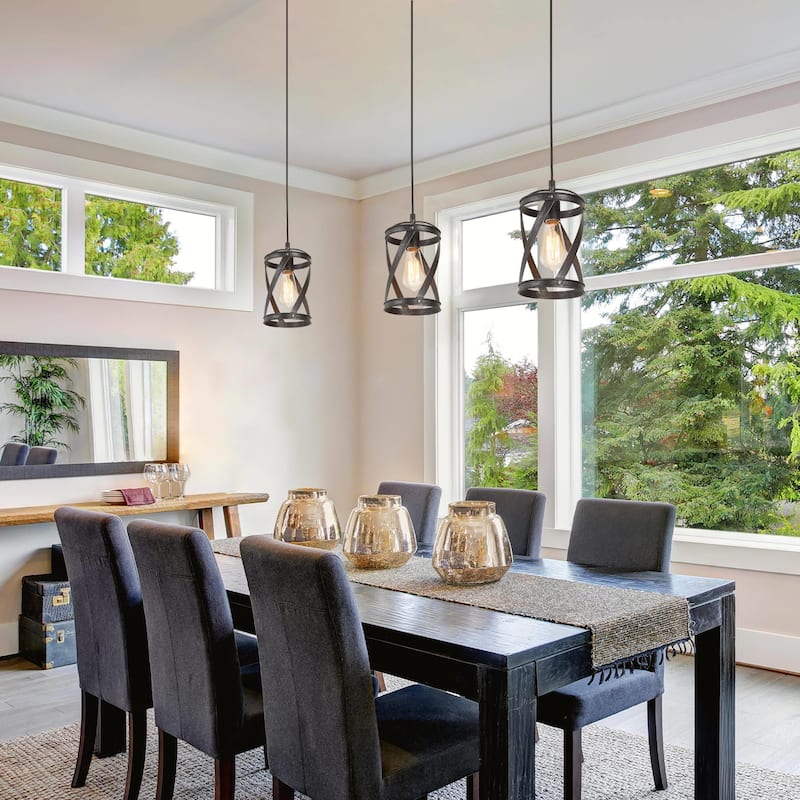 Deun Modern Industrial 1-Light Cylinder Pendant Light for Kitchen Island - D 6" x H 11"