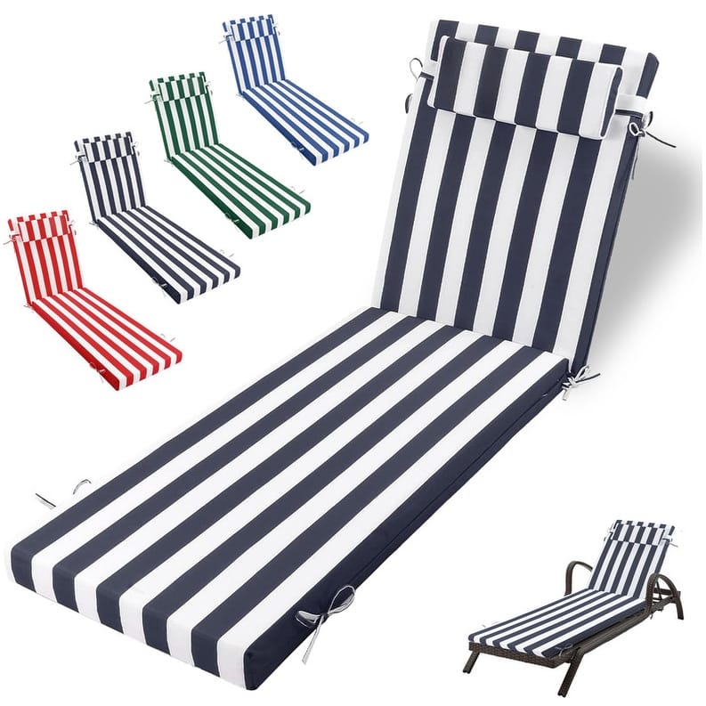 Outdoor Chaise Lounge Cushion, Thicken Waterproof Replacement Back Chaise Cushions for Pool, Sand Beach