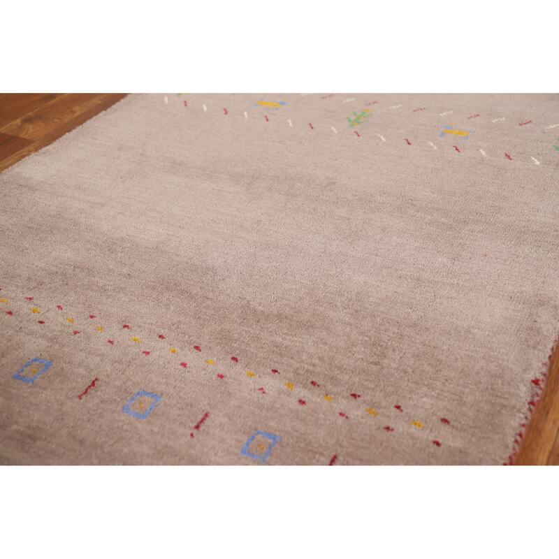 Hand Knotted Oriental 100% Wool Carpet Tribal Tribal Brown Gabbeh Runner Rug - 9' 10'' X 2' 8''