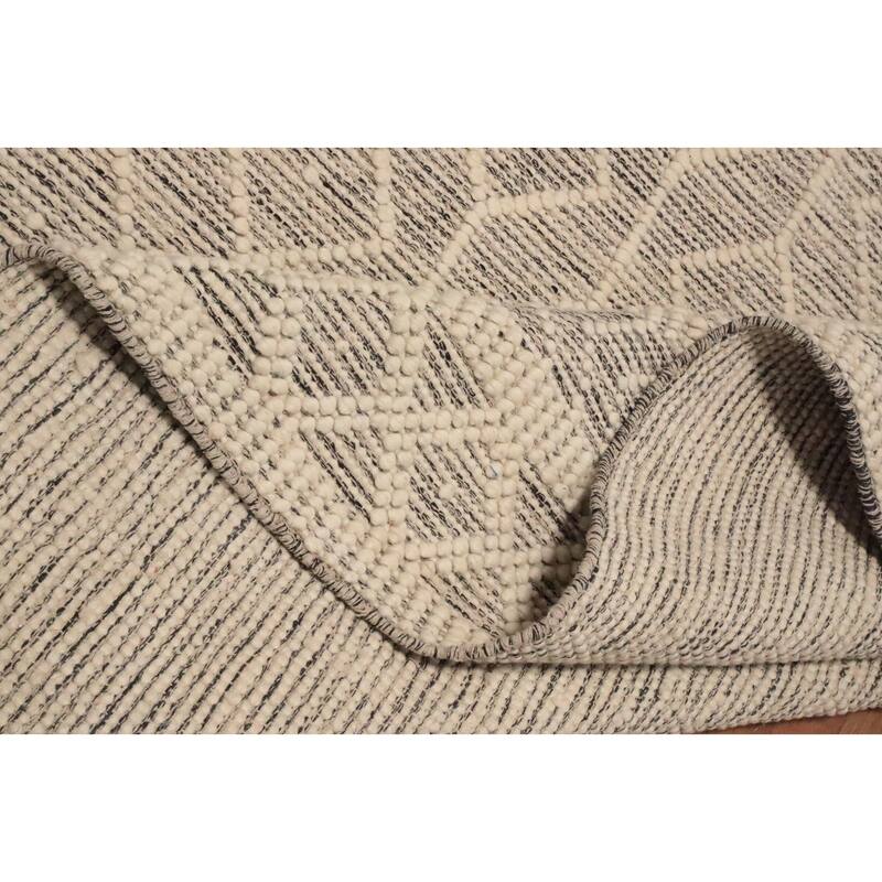 Hand Knotted Oriental 100% Wool Carpet Modern Geometric Greys & Charcoal Modern Gotti Design Area Rug - 11' 1'' X 8' 10''